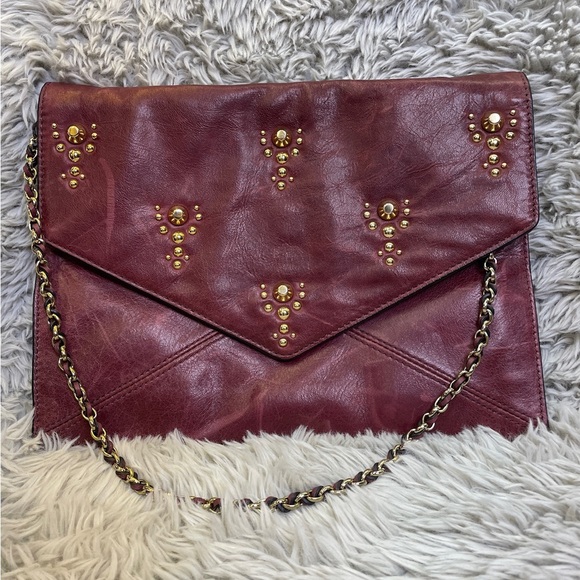 Juicy Couture Handbags - Juicy Couture Topanga Chain Link Studded Leather Shoulder Bag Burgundy